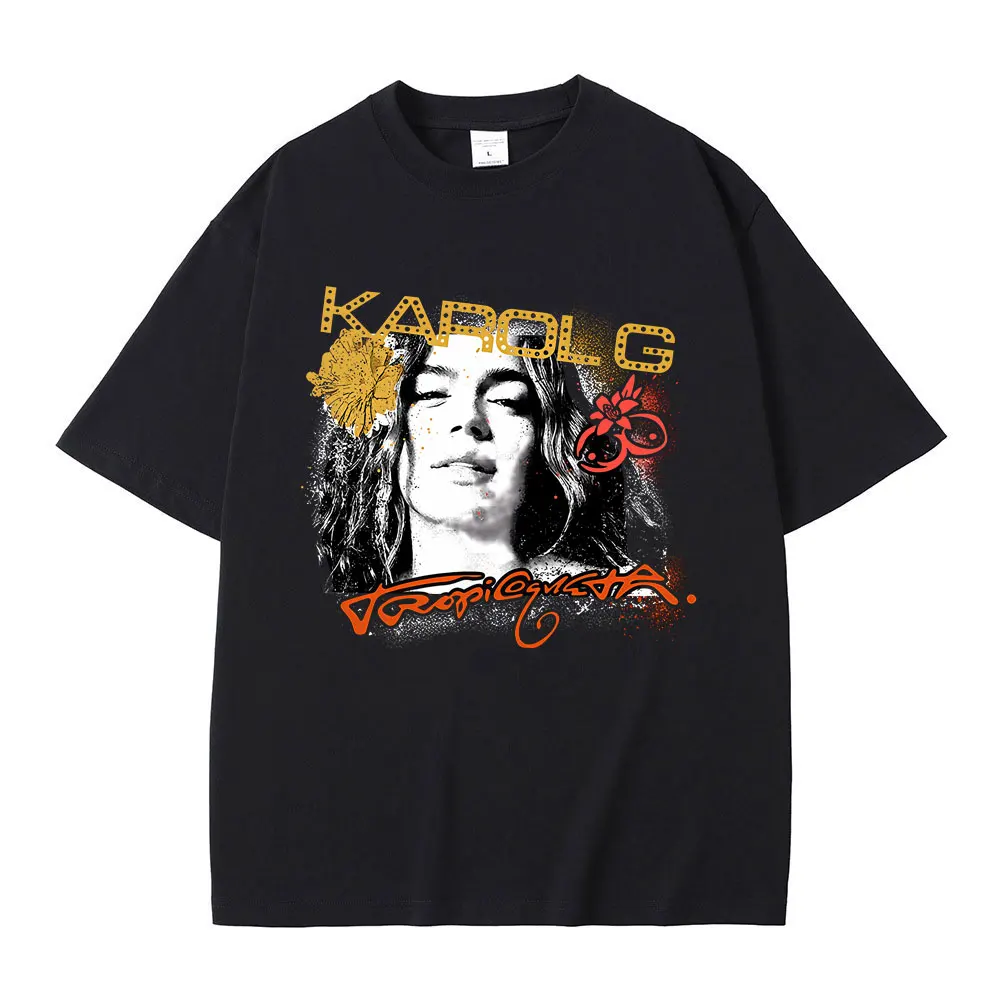 

Karol G Tropicoqueta Latina Foreva 2025 Album T-shirt Summer Men Women Clothing Fashion Streetwear Male Casual Cotton T Shirts