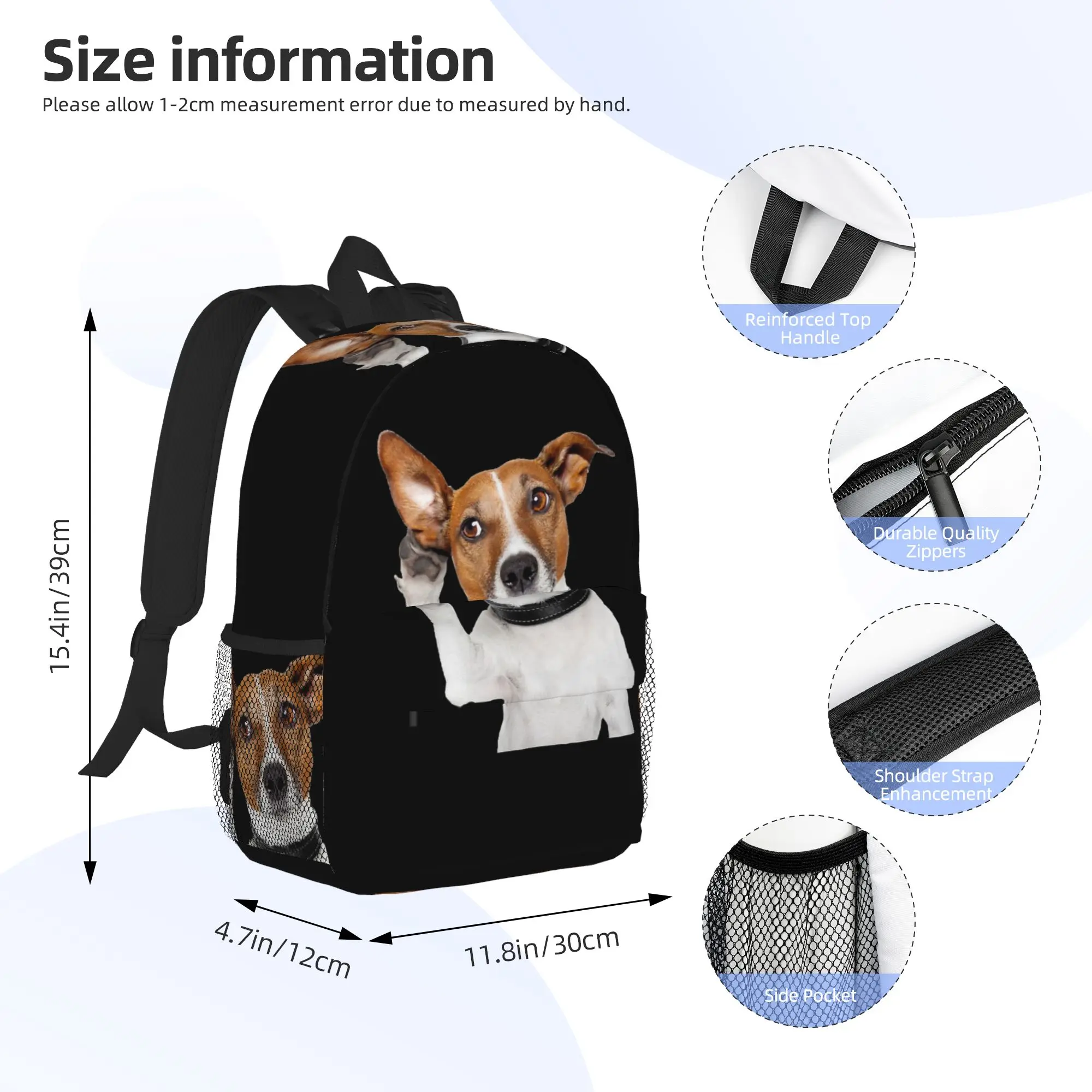 Jack Russell Terrier Dog Funny Backpack Hot Sale Daypack Large Capacity Boys Girls BookBag Shoulder Bag for Men Women School Bag
