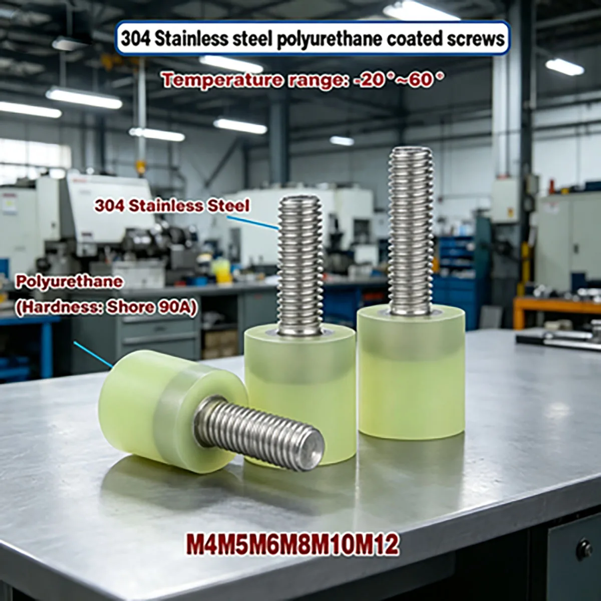 Polyurethane Coated Bolt Noise Reduction for Precision Equipment Damage Prevention 304 Stainless