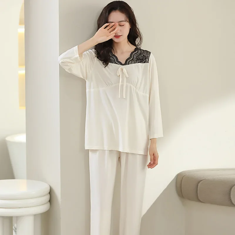 Pajama Pants Set Long Sleeve Pants Women's Clothing Spring Autumn Button Cardigan Comfortable Casual Fashionable Breathable