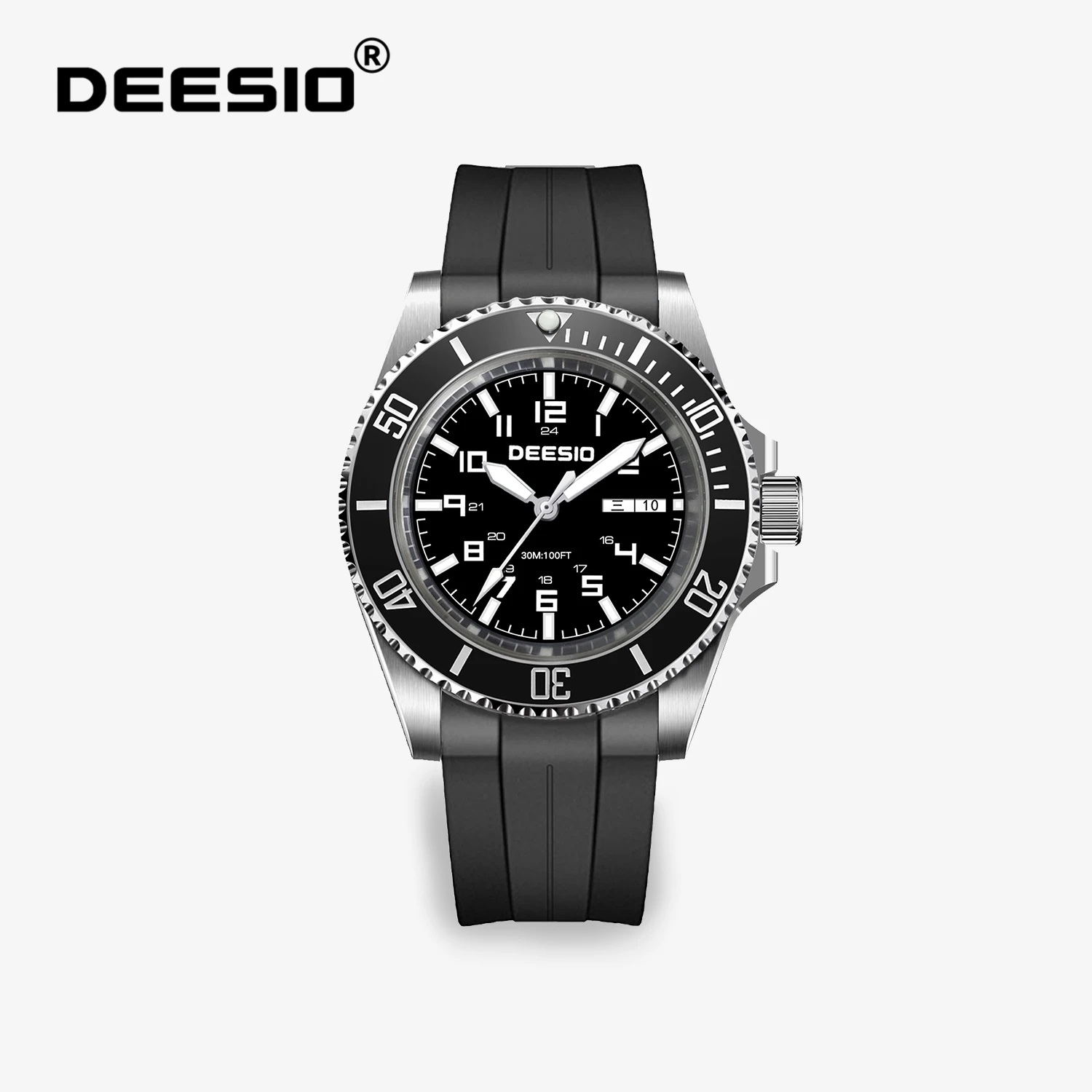Deesio Herren-Automatikuhr, mechanisch, 316L-Edelstahl, Saphirglas, leuchtende Zeiger, Datumsanzeige, Business-Armbanduhr, wasserdicht