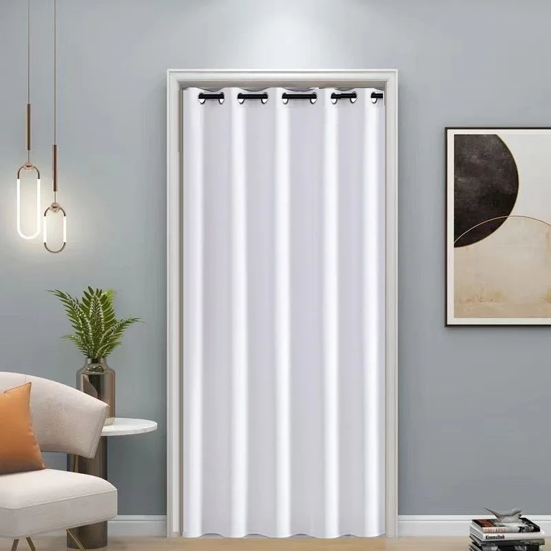 Pure White Blackout Curtain for Doorway Privacy Thermal Insulated Door Curtains for Bedroom Dust-proof Closet Curtains 132x203cm