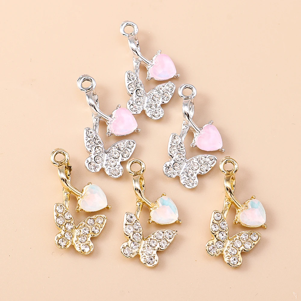 

Leslie 10Pcs Cute Shiny Crystal Leaf Butterfly Charms For DIY Jewelry Making Fashion Earrings Bracelets Necklaces Handmade Craft