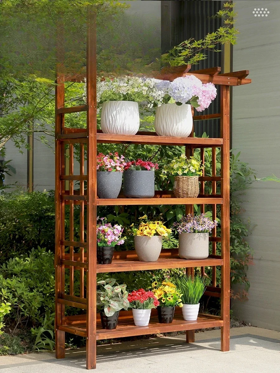 Country Fir Wood Garden Plant Stand Durable Outdoor Build 2026 New Style Quick Installation Wedding Ceremony Decor
