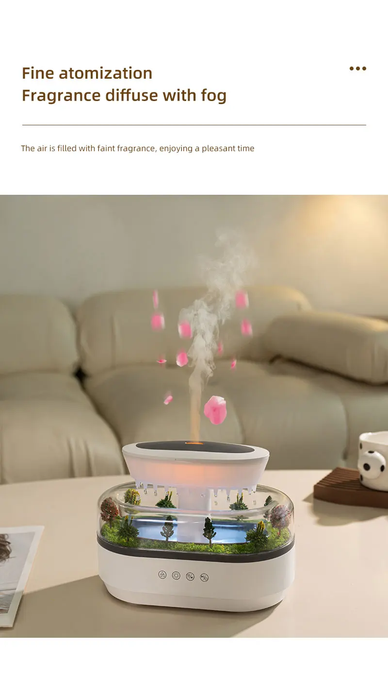 2026 Neuer Simulierter Regentropfen-Aromatherapie-Diffusor in Waldgrün mit Ätherischem Öl und Natürlichem Weißem Rauschen – Detail 10