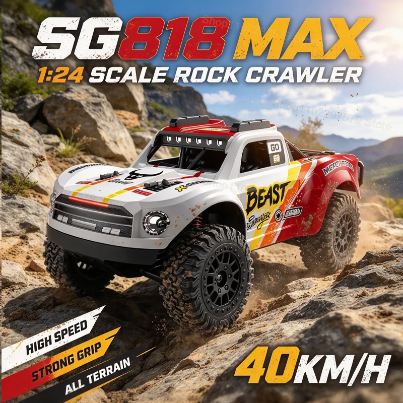 SG818 MAX Brushless RC Car 1:24 4WD Rock Crawler 40KM/H High Speed Off Road Remote Control Truck Hobby Grade Model Toy for Adult