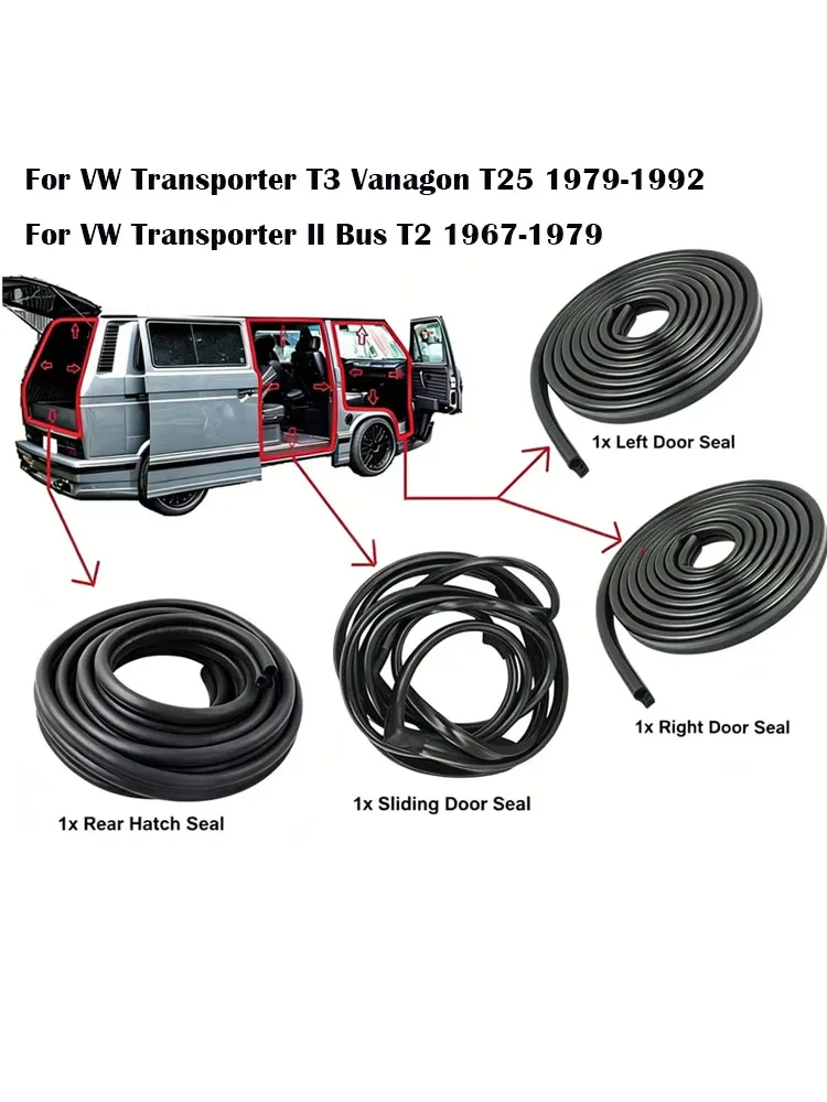 4 Stück Neue Qualitäts-Autotürdichtungen Kantenschutzstreifen für VW Transporter T3 Vanagon T25 1979-1992 Transporter II Bus T2 1967-1979 Autotür-Wetterschutzstreifen Schalldämmung Dichtungsstreifen
