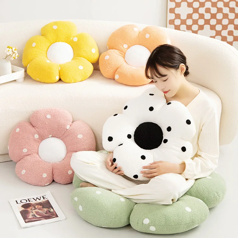 

Kawaii Colorful Flower Plush Pillow Cushion Soft Sunflower Plant Mat Stuffed Sofa Bed Sleeping Back Cushion Decor Gifts