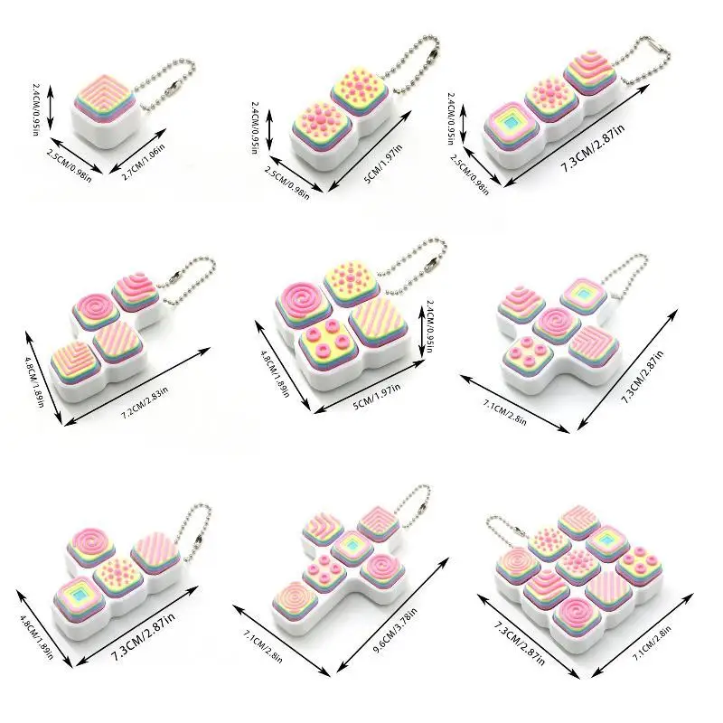Niedlicher 9-Tasten-Tastenkappen-Schlüsselanhänger, tragbarer Druckknopf-Fidget-Tastatur-Schlüsselanhänger, Dekompressions-Klicker-Schlüsselanhänger, Zeitvertreib – Detail 9