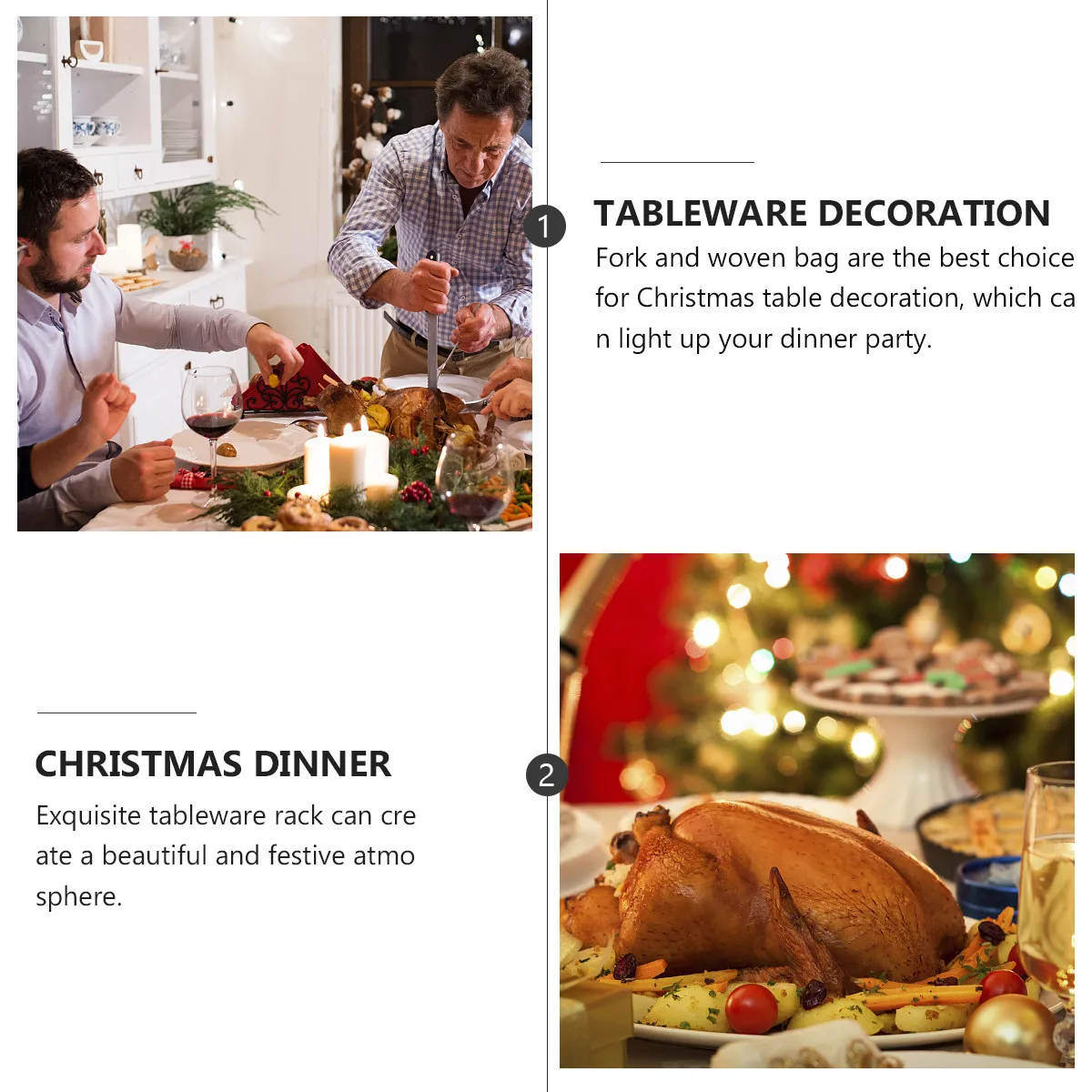 2Pcs Christmas Knives and Fork Bag Set Exquisite Santa Snowman Design Non-Woven Tableware Cover for Festive Dinner Party