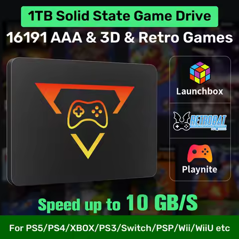 1TB Gaming SSD Launchbox&amp;Playnie&amp;Retrobat Retro Game Console for PS5/PS4/PS3/XBOX/Switch/Wii/WiiU with 16191 Games for PC/Laptop
