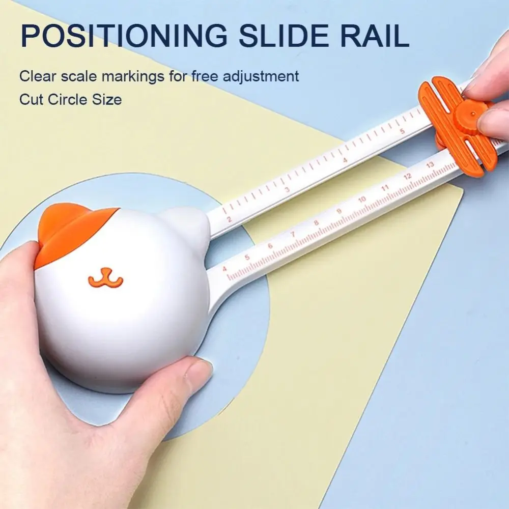 Paper Card Photo Circular Paper Cutter Safe Cute Kitty 360° Rotary Circle Cutter DIY Crafts Round Cutting Tool Cutting Supplies
