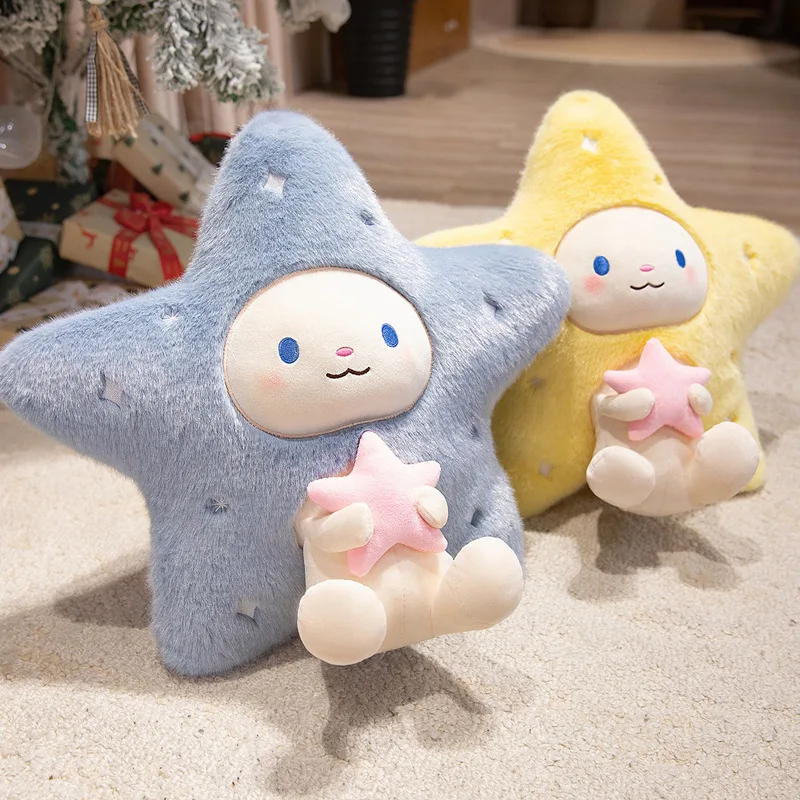 

Плюшевая подушка-кролик в скандинавском стиле с цветными звездами, мягкая мультяшная игрушка-звездочка, кавайный декор для комнаты, подарки для девочек и детей