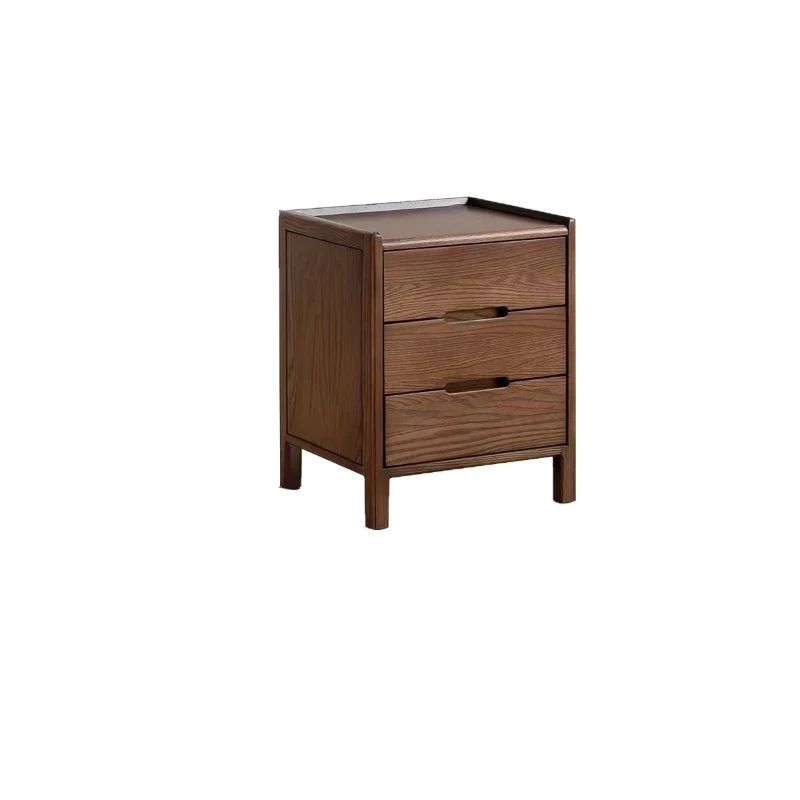 Solid wood bedside table, Nordic bedroom storage cabinet, modern simplicity, oak three draws