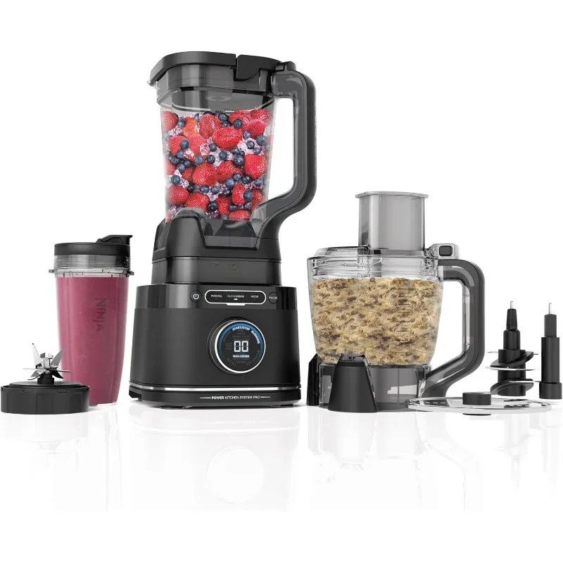 TB401 Detect Kitchen System Power Blender + Processor Pro, 72 oz. Pitcher, 64 oz. Food Processor, 24 oz. To-Go Cup, Black