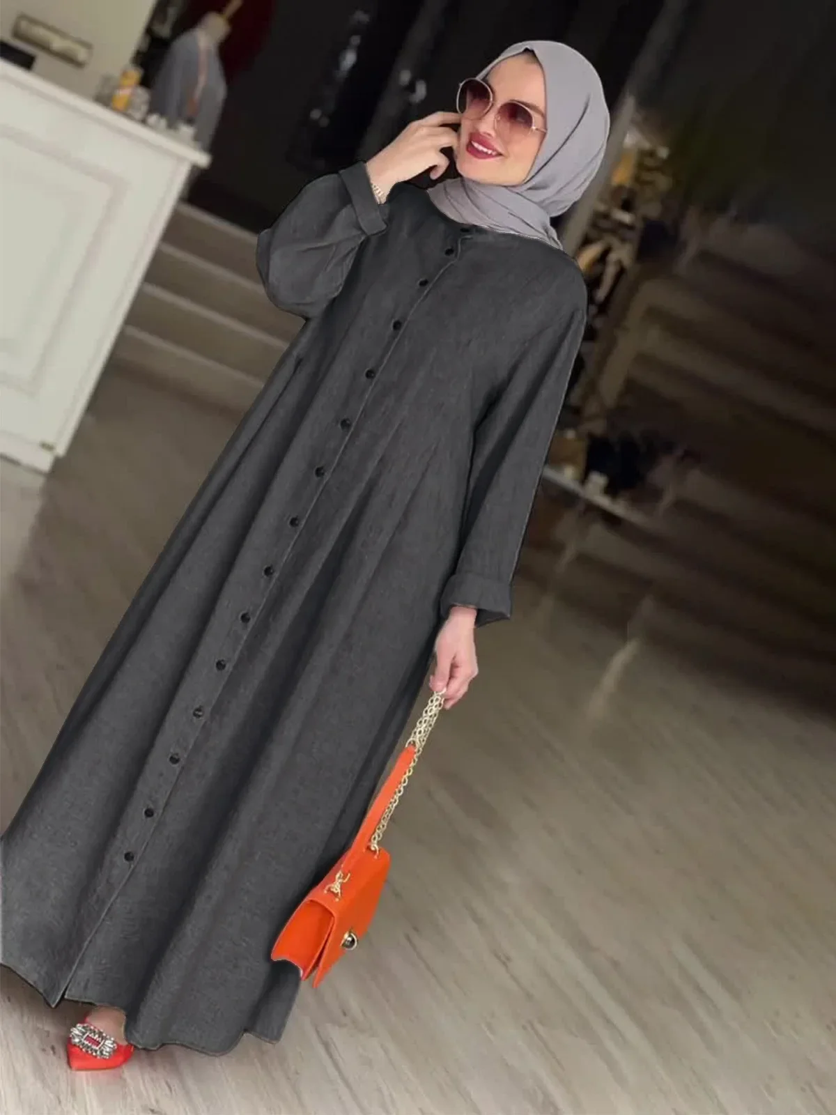 Muslim Abaya Women Dress Single Breasted Vestidos Dubai Saudi Morocco Long Robe Jalabiya Eid Ramadan Modest Dresses Abayas 2024