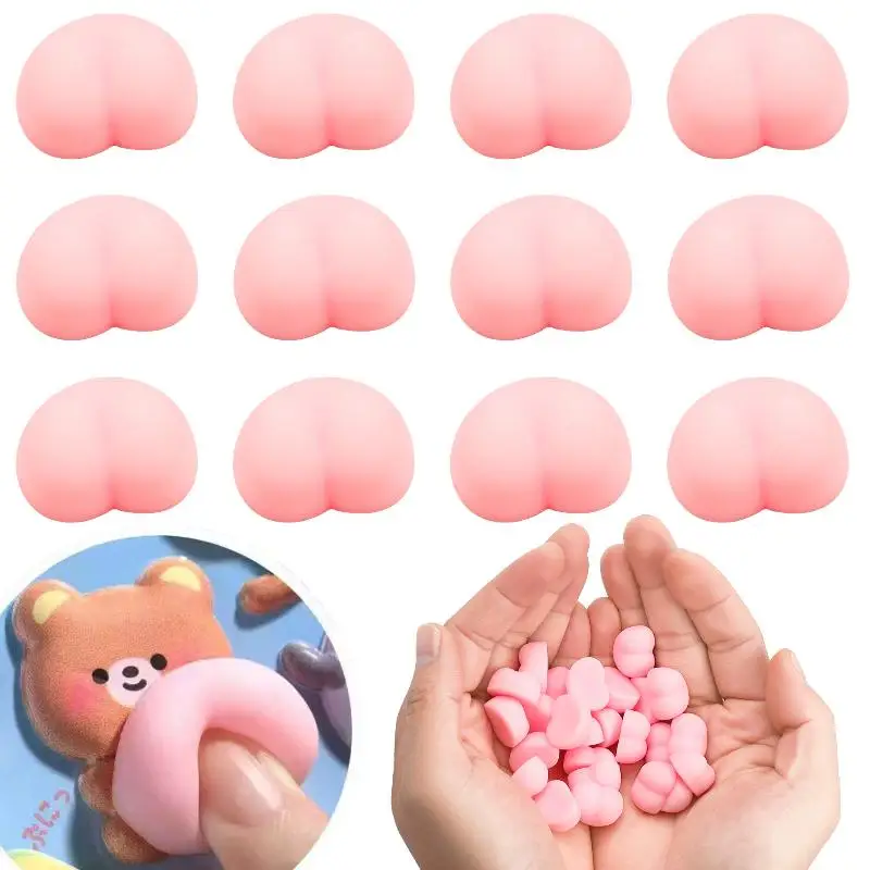 【F】10Pcs Fun Noctilucent Butt Mochi Squishy Squeeze Stereo Relieve Stress Peach Bum Sticker Mobile Phone Decor Accessories Toy