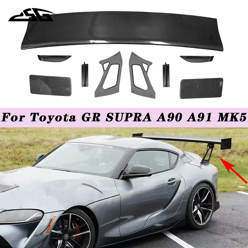 

Для Toyota GR SUPRA A90 A91 MK5 Углеродное волокно, задняя крышка багажника, спойлер VERUS, стиль, хвостовое крыло, диффузор, сплиттер, комплект кузова