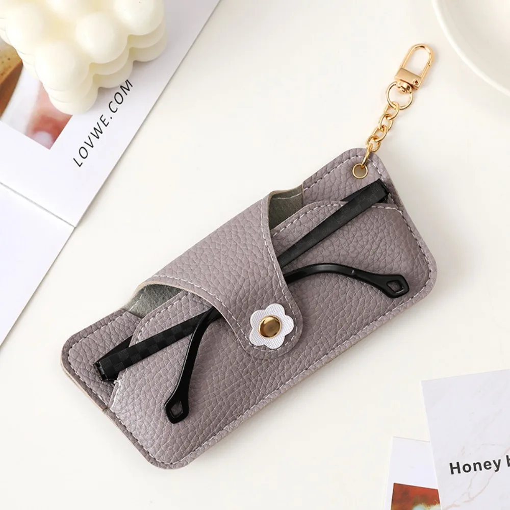 

Fashion Flower Snap Glasses Case With Clip Leather Glasses Organizer Portable Sunglasses Pouch Glasses