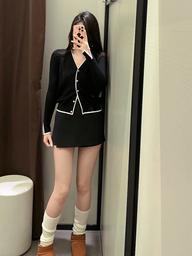 

Button Slim Fit Knitted Cardigan Women's Spring New Sle V-ne Long Sve Regular Length Commute Sle Sweater