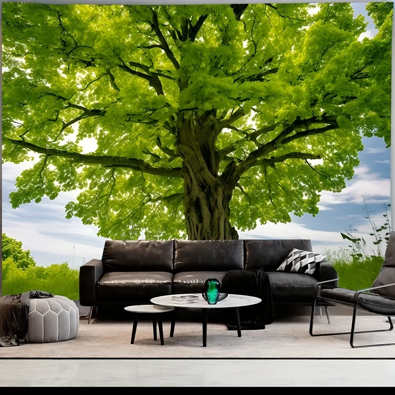 Giant Oak Tree Wall Mural Green Forest Nature Landscape 3D Effect Art Decor For Living Room Bedroom Home Interior Design