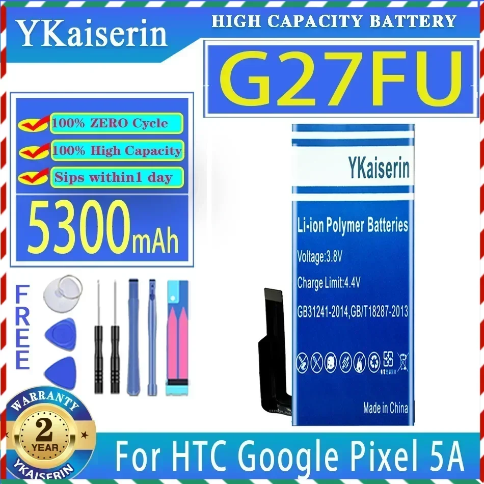 YKaiserin 5300mAh Replacement Battery G27FU For HTC Google Pixel 5A Mobile Phone Batteries