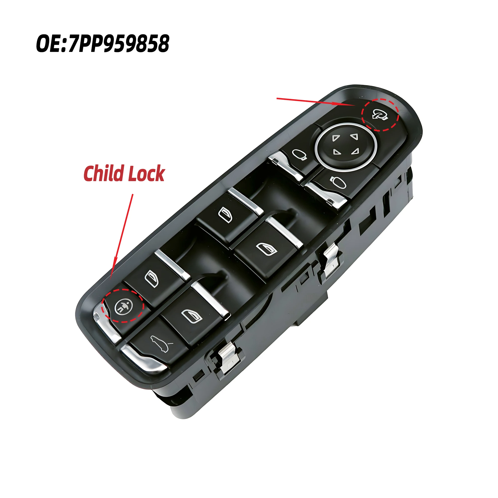 

7PP959858 7PP959858RDML For Porsche Panamera Cayenne Macan 2009-2017,Left Driver Power Master Window Glass Lifter Control Switch