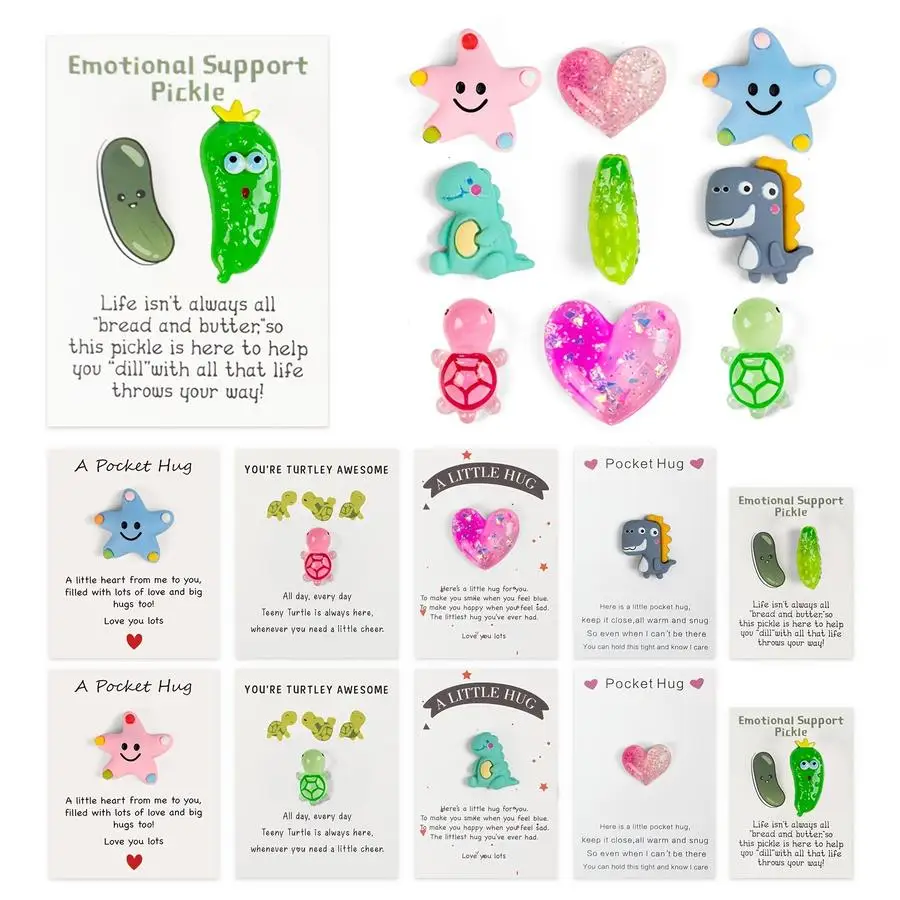 1/5/10/20/50/100pcs Adhesive 3D Figurine Gift Cards Suitable for Home Decor, Pocket Cards with Patterns & English Quotes, / Suit