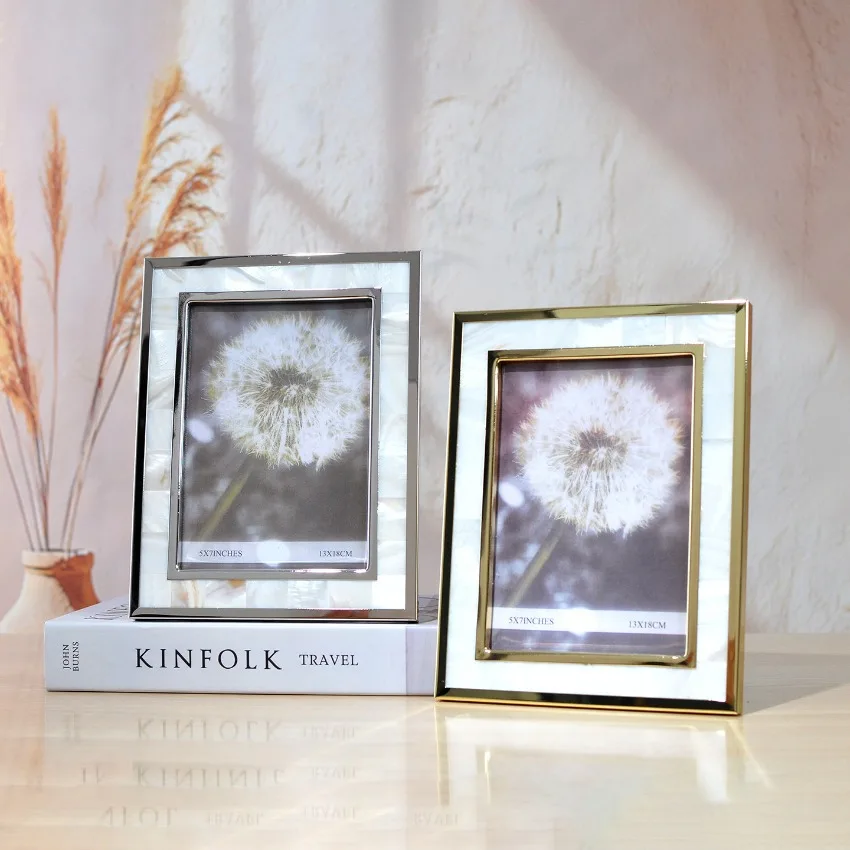 European Shell Decorative Alloy Photo Frames Figures Portrait Framed Art Picture Frame Wedding Anniversary Gifts Desk Decoration