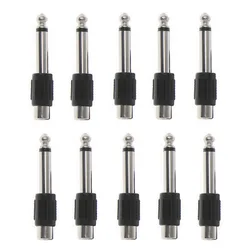 10 Pcs RCA Female Jack To 6.35mm 1/4