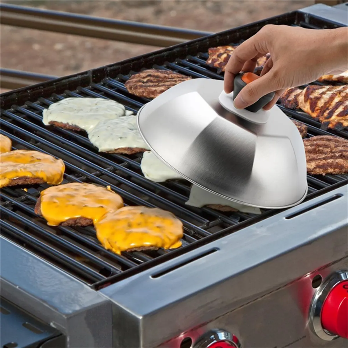 ステンレス鋼9インチグリドル用チーズドーム型蓋-業務用グレードの調理・蒸し用カバー