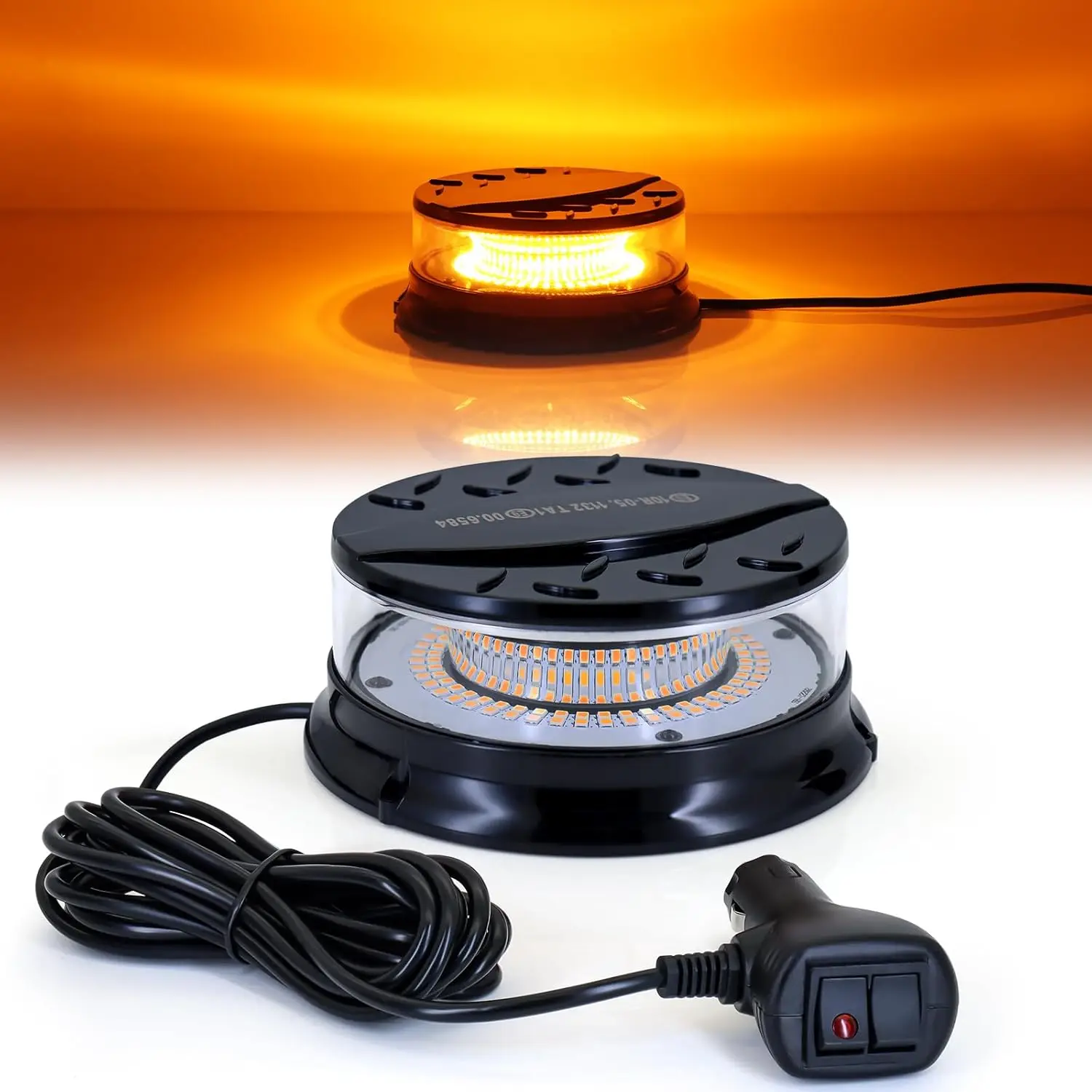 Flashing Beacon 12V-24V  Amber Strobe Lights LED Warning Light 23 Flash mode with Magnetic and 3 Meters Cable
