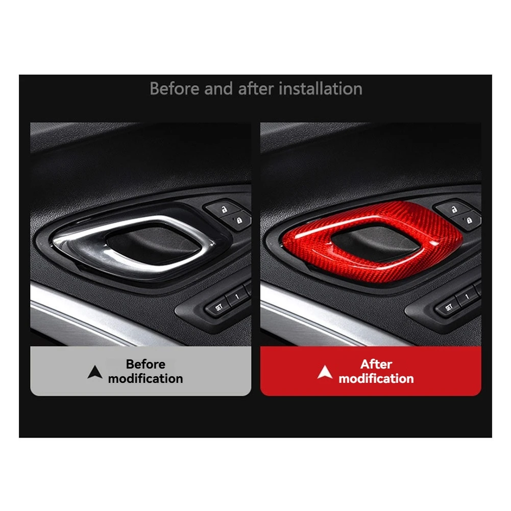 Super Sale Carbon Fiber Car Door Inner Handle Interior Trim Sticker for Chevrolet Camaro 2016-2023 Interior Modifications Red