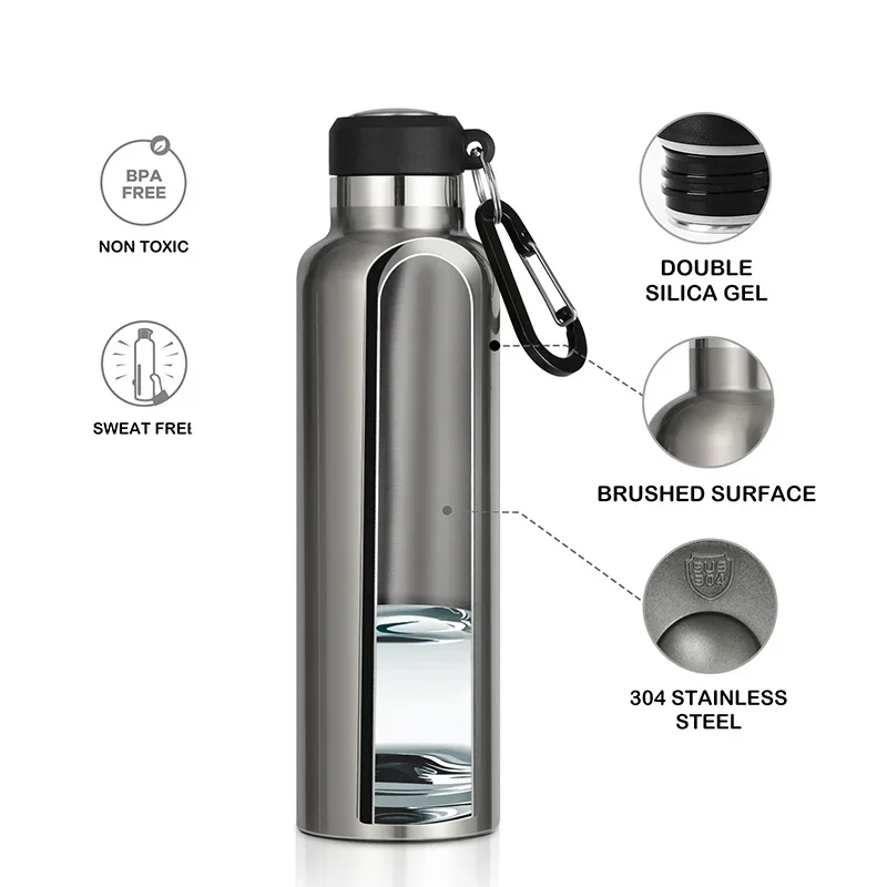 FEIJIAN Thermos Portable Water Bottle Stainless Steel Thermal Cup Leak-proof Flask Mini 500ML/600ML Water bottle gym Water flask