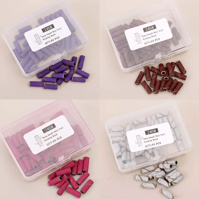 50/200 قطعة مجموعة أربطة الرملي الصغيرة مسمار مثقاب الخشب مانيكير طحن خواتم اكسسوارات لإزالة الاكريليك هلام أدوات تلميع الأظافر