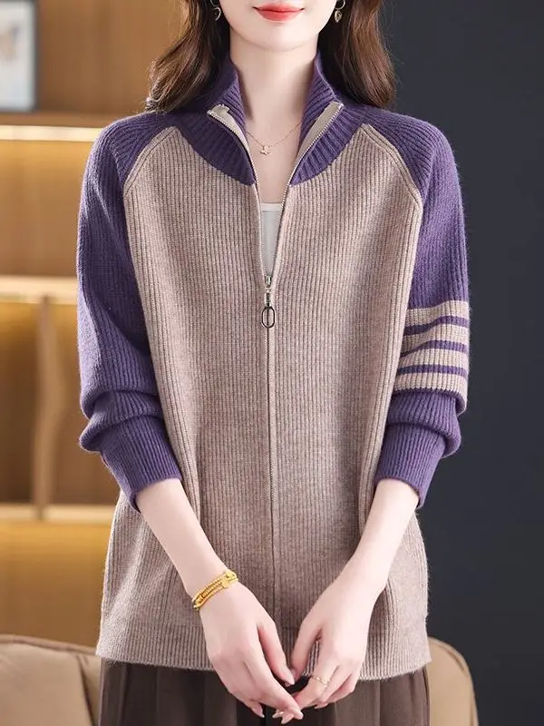 plus Size Women's Knitted Open Cardigan Thin Long Sleeve Loose Fit Slimming Outerwear Korean Style Commute High Waist Long Pants