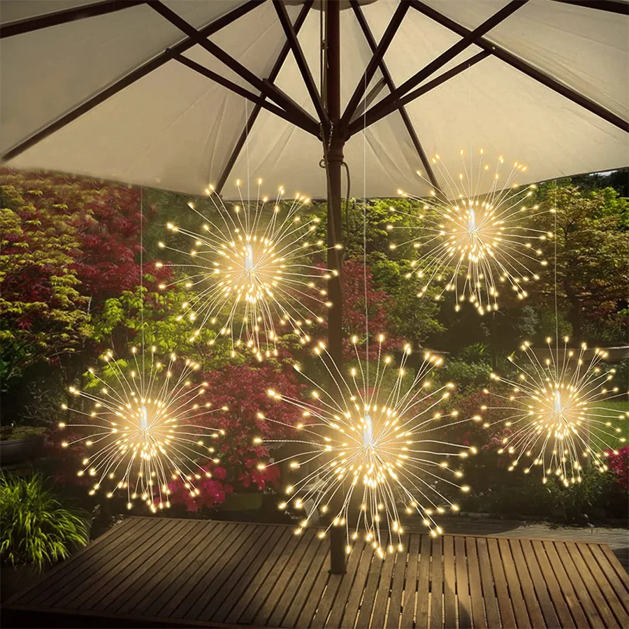 5 Pack 600 LED Connectable Firework Lights Outdoor Copper Wire Sparklers Starburst Lights Holiday Firecracker Fairy String Light