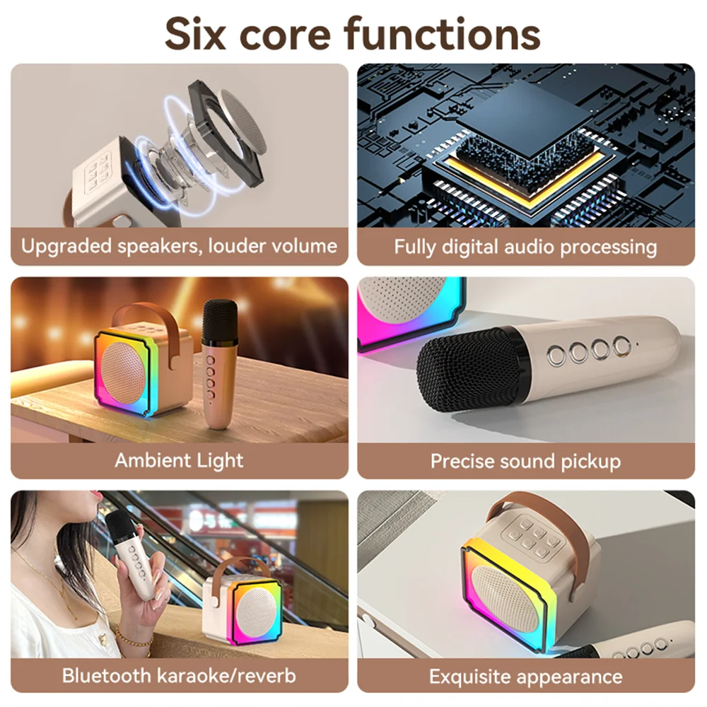 Macchina per karaoke per bambini Altoparlante Bluetooth portatile con microfoni wireless Regali per feste di famiglia di compleanno per ragazze e ragazzi