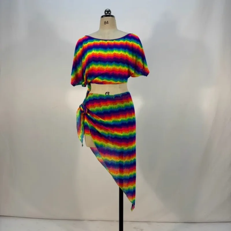 customized belly dance costume new niche printed mesh practice suit set Eastern dance costumes short suit set exotic dancewear