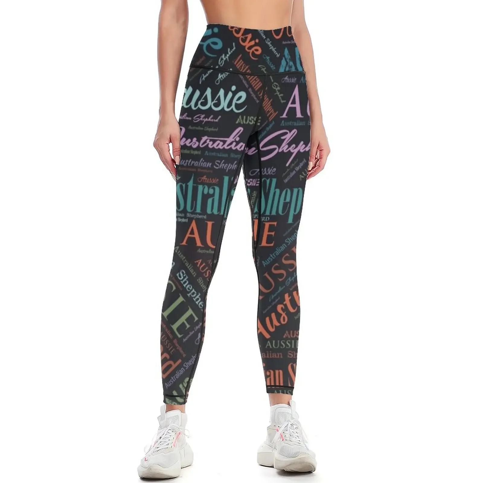 Australian Shepherd Aussie Word Art Leggings gym wear push up fitness sport set sporty woman gym Womens Leggings