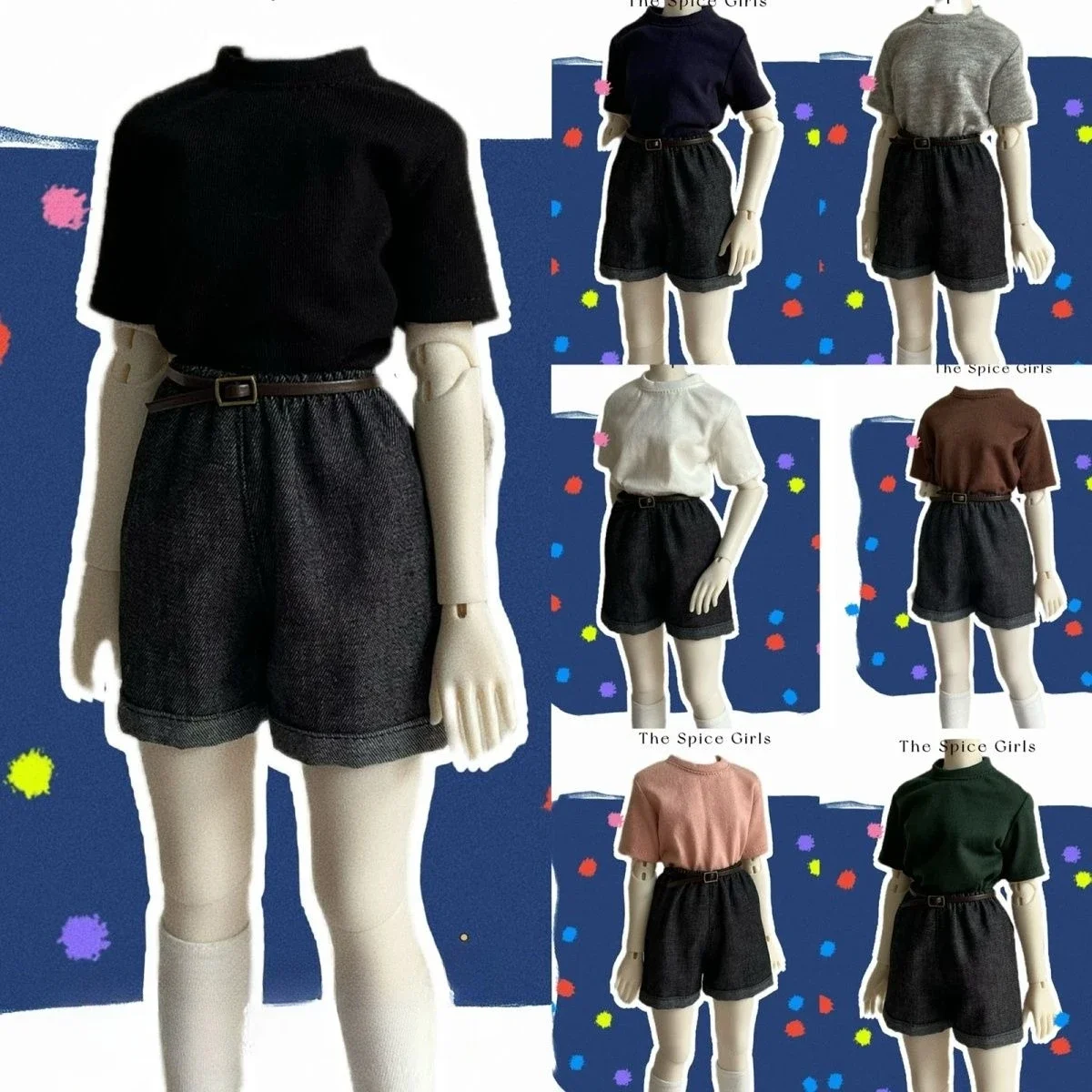 1pc Doll's Clothes Solid Color Short Sleeved T-shirt for 40/45/70/75cm Male Female Bjd Doll Dress Up 1/4 1/3 Doll Accessories