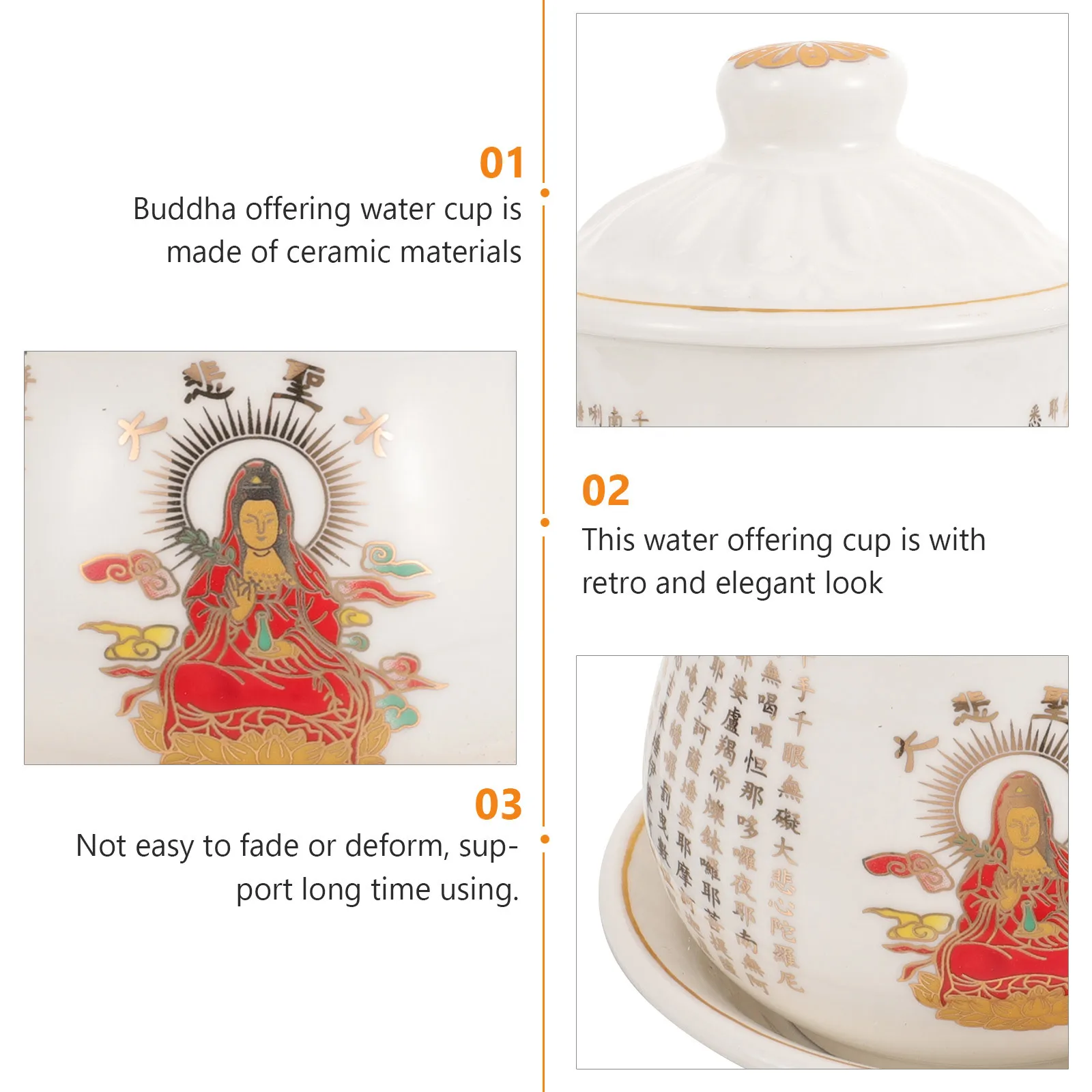 

Ceramic Water Offering Cup for Temple Retro Elegant Multi-Functional Small Lightweight Practical Water Offering Cup