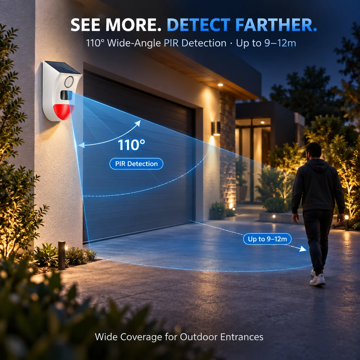 Tuya WiFi Solar Motion Sensor Alarm 120dB Outdoor PIR Siren Smart Life APP Alert Security Alarm for Home Yard Garage Garden