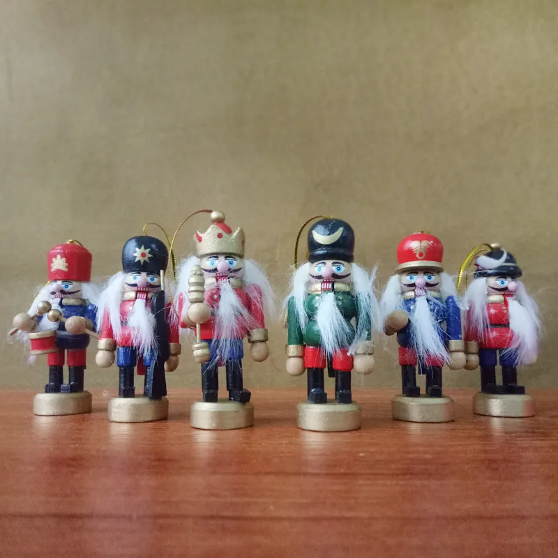 8cm Nutcracker Puppet King Soldier Christmas Decoration Toys Desktop Doll Kids Christmas Pendant Gift Toys 6pcs / Set Ht146