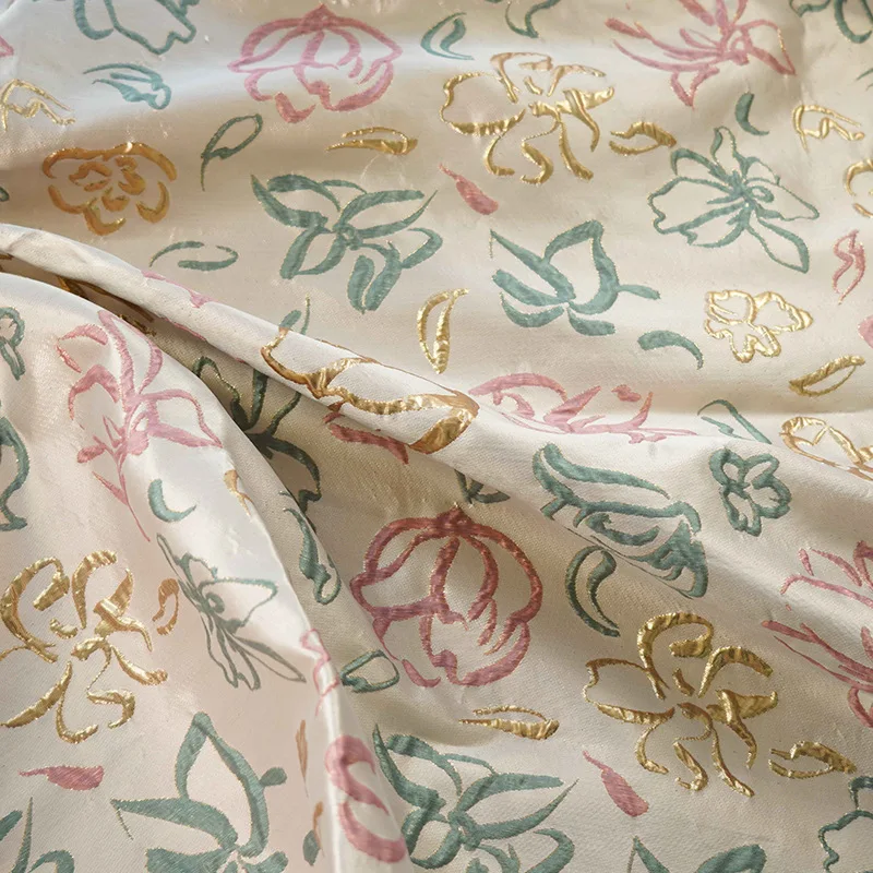 

Окрашенная в пряжу жаккардовая ткань, весенне-осенние цветы, женское платье, подушка, чехол для штор, сумка, модная швейная оптовая продажа, ткань