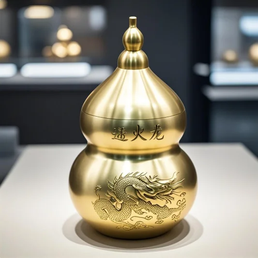 Wu Lou Gourd Treasure Statue Home Decoration Table Bookshelf Ornaments Fortune Protection Feng Shui Chinese Brass