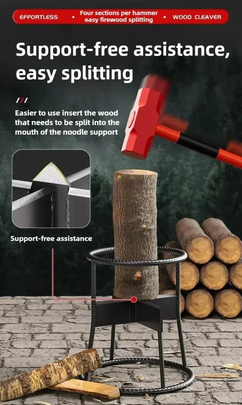 1 Set Neueste Modelle Manueller Holzspalter Holzfäller-Ausrüstung Brennholz-Spaltmaschine Metall-Holzhackmaschine Schneidwerkzeug Holzspalter – Detail 4