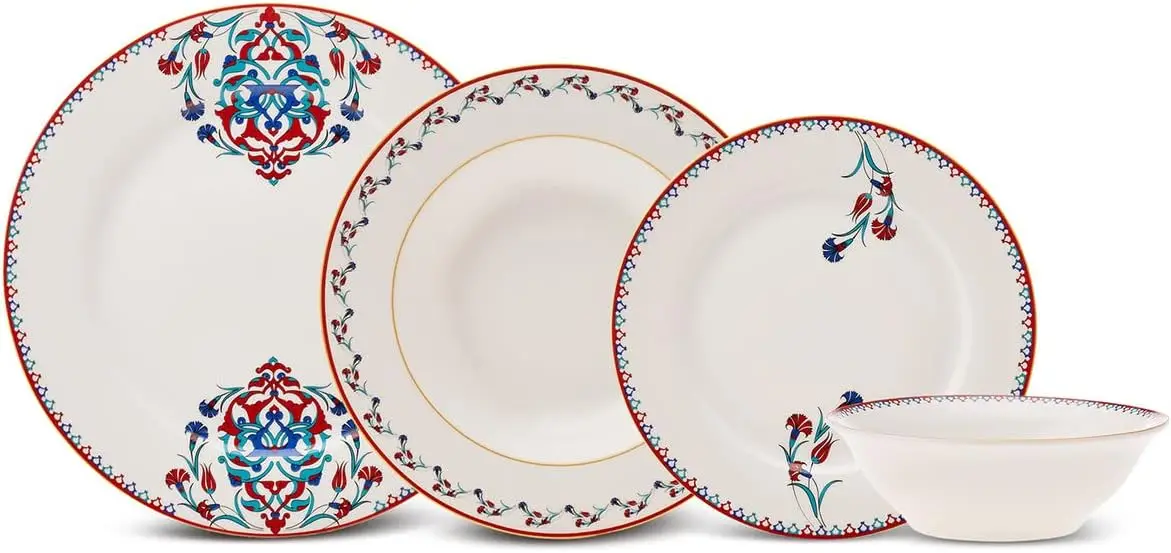 

Nakkas 24-Piece Porcelain Dinner Set for 6 People, Unique Design, Crockery and Plates, Daily and Special Occasions, Chic and Ele