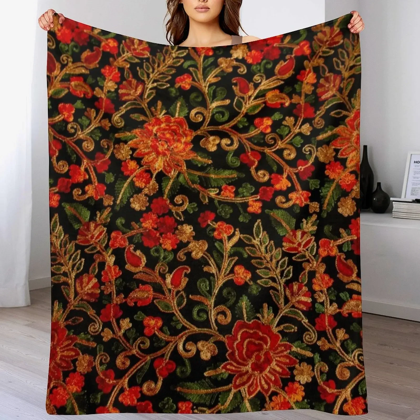 

New Gypsy Rose Boho Kashmir embroidery Throw Blanket Long Lasting Soft Plush Blanket for Daily Use