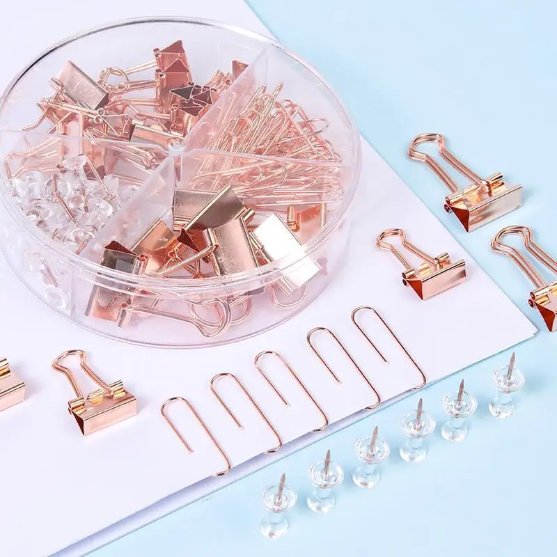 72pcs/box Candy Color Binder Clips For Book Decorative Kawaii Clip Set Office Gadgets Desk Accessories